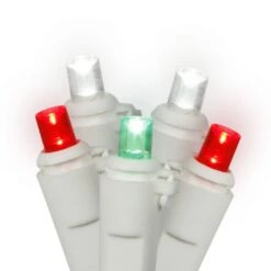 25 Foot Wide Angle LED White Light Strand - 6 Inch Spacing: 50 Red-White-Green Lights