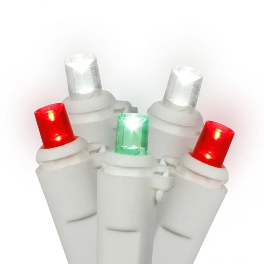 25 Foot Wide Angle LED White Light Strand - 6 Inch Spacing: 50 Red-White-Green Lights 1 25 Foot Wide Angle LED White Light Strand - 6 Inch Spacing: 50 Red-White-Green Lights