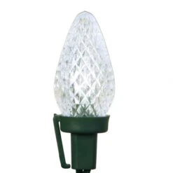 16 Foot C7 LED Lights With 8 Inch Spacing On Green Wire: Pure White