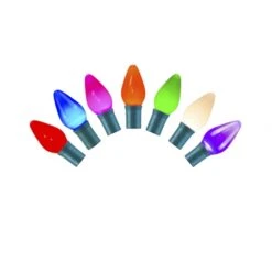 16 Foot C7 LED Lights With Green Wire: Multi-Colored