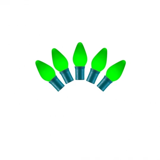 16 Foot C7 LED Lights With Green Wire: Green 1 16 Foot C7 LED Lights With Green Wire: Green