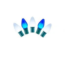16 Foot C7 LED Lights With Green Wire: Blue-White