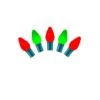 16 Foot C7 LED Lights With Green Wire: Red-White-Green